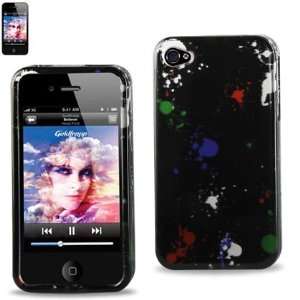 com Hard Case Designed for Men IPhone 4 4S Black w/ Splattered Paint 