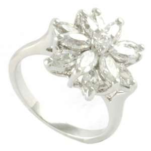  Clear CZ Columbine Flower Ring Jewelry