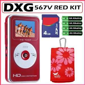   High Definition Pocket Digital Video Camera In Red + 4GB Accessory Kit