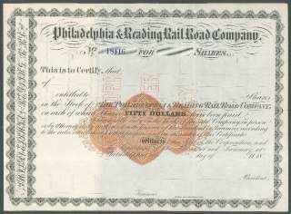 Philadelphia & Reading RR Co. stock certificate RN U2  