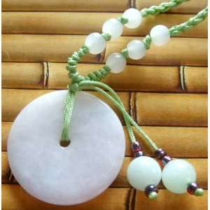  Natural Jade Jadeite Circle Bi Pendant Necklace 