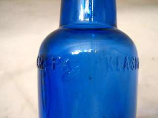nice cobalt bottle marked Keasbey & Mattison Ambler PA. IN overall 