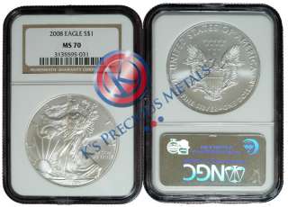 2008 Mint State $1 American Silver Eagle NGC MS 70 MS70  