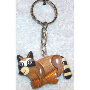  Wooden Hand Crafted Fox Key Ring 