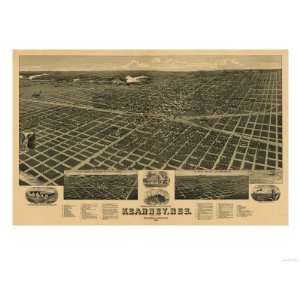 Kearney, Nebraska   Panoramic Map Premium Poster Print, 12x16  