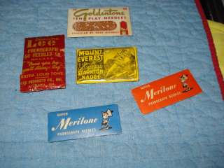 Vintage Set Of Five Different Phonograph Needle Brands In Original 