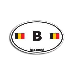 BELGIUM Country Auto Oval Flag   Window Bumper Sticker