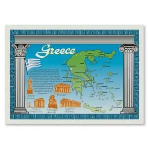  Hoffmaster Map of Greece Recycled Placemat