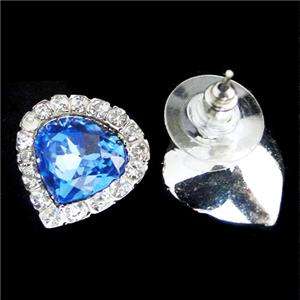 Shape Titanic Heart of Ocean Necklace Earring Set Swarovski Crystal 