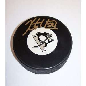  Kris Letang Autographed Penguins Hockey Puck w/ JSA COA 