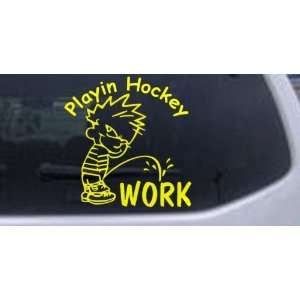 Playin Hockey Pee on work Sports Car Window Wall Laptop Decal Sticker 