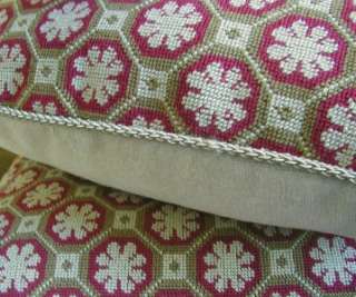 Scalamandre Fabric Epingle Custom Designer Throw Pillows Red New Xian 