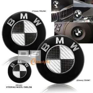 07 09 BMW E92 Hood/Trunk/Steering Wheel Emblem   Black/Real Carbon 