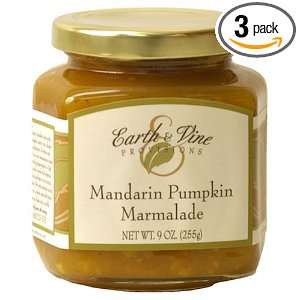 Earth & Vine Provisions Mandarin Pumpkin Marmalade, 9 Ounce Jars (Pack 