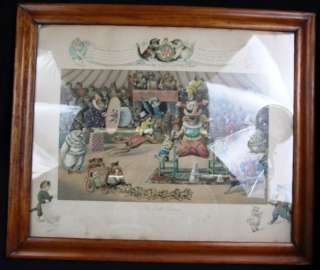 L141 ANTIQUE CHROMOLITHOGRAPH THE CATS CIRCUS PUBLISHED BY E. NISTER 
