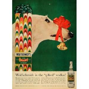  1959 Ad General Wine Co Wolfschmidt Vodka Christmas Dog 