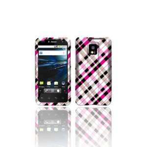 LG P999 T Mobile G2x Graphic Rubberized Shield Hard Case   Pink Plaid 