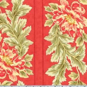  45 Wide Moda Portugal Floral Stripe Coral Fabric By The 