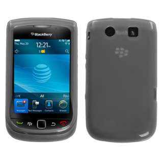 New For BlackBerry Torch 9800 Phone TPU Semi Clear Smoke Txt Skin Gel 