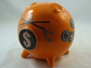 ADORABLE ORANGE PIG CHILDRENS PIGGY COIN BANK CERAMIC  