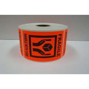   2x3 Neon Red Fragile Handle with care Shipping Warning Labels Stickers