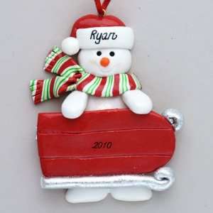  Personalized Snowman with Sled Christmas Ornament
