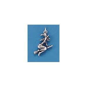   Sterling Silver Flying Witch on Broom Charm, 3/4 inch Jewelry