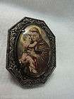 ANTIQUE SAINT JOSEPH GLASS REVERSE PAINTED LOCKET & ROSARY c1900