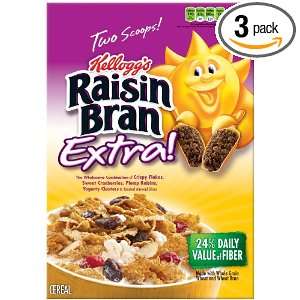 Raisin Bran Cereal, Extra, 15 Ounce Boxes (Pack of 3)  