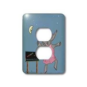 Colorful fun Cartoon elephant dancing under the stars with a smiling 
