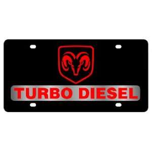  Dodge Ram Turbo Diesel License Plate on Black Steel 