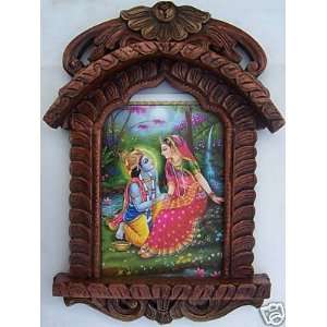  Radha Krishna at River end, Painting in Jarokha made with 