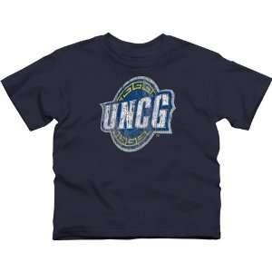  UNCG Spartans Youth Distressed Primary T Shirt   Navy Blue 