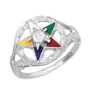   Sterling Silver Masonic Freemason Eastern Star Ring (Size 6) Jewelry