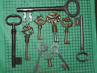 10 Old Antique Keys Skeleton Ornate France Collectors  