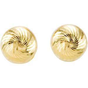 14K Yellow Gold 06.00 mm Pair Diamond Cut Faceted Ball Earring With 