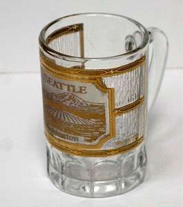   Culver Gold Etched Mini Mug Shot Glass Seattle Souvenir Space Needle