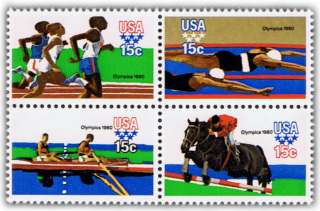 1980 Summer Olympics on Mint U.S. Postage Stamps  