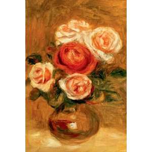 Pierre August Renoir 24W by 36H  Roses in a Copper Vase CANVAS 