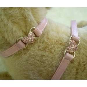  Baby Pink Leather Heart Collar