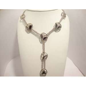  Choker Style Necklace With Hanging Chain in White Gold 