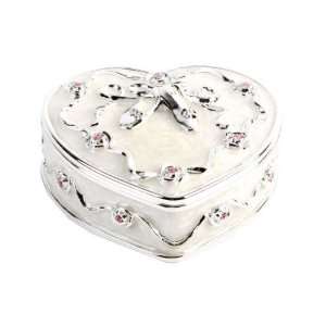  Ukm Gifts Beautiful Silver Plated Ballet Heart Trinket Box 