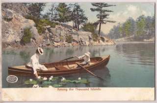   Islands New York Postcard Boat Couple Romance Canoe Undivided  