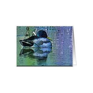  Blank, Mallard Duck on Water, in Moonlight Card Health 