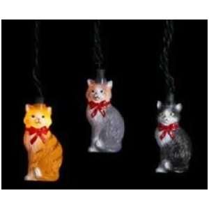  Set of 10 Adorable House Cats with Red Bow Christmas 