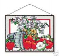 New Red Green Apple Orchard Stained Glass Panel Apples  