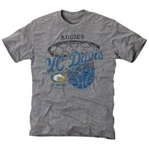 UC Davis Aggies Hoop Tri Blend T Shirt   Ash