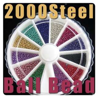 2000Pcs Mix Color Steel Ball Bead Wheel Nail Art Acrylic Tips UV Gel 