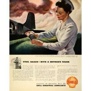  1945 Ad Shell Oil Co Nurse Injured Soldier Dallas Machine 