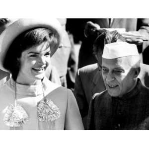  Jawaharlal Nehru with Mrs. John F. Kennedy During Her 